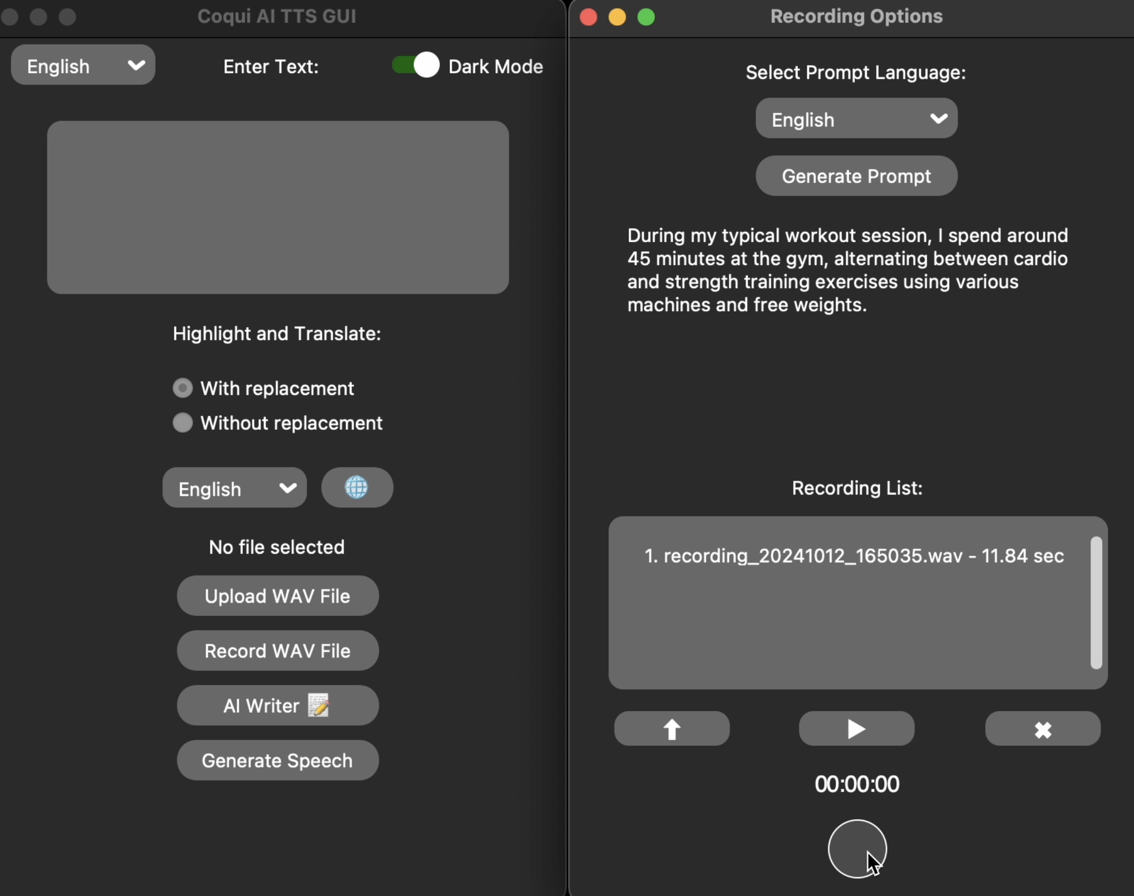 Coqui Voice Clone GUI Screenshot